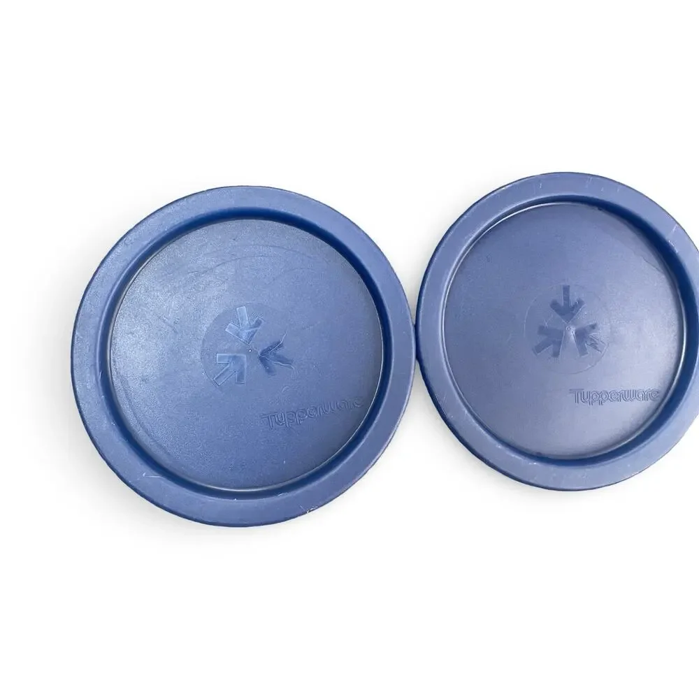 Vintage Tupperware One Touch Canister Replacement Lids 2423E Size A Blue Lot x2